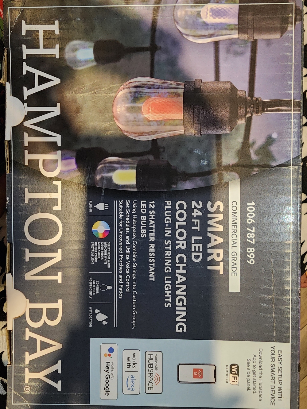 Hampton Bay Smart 24 ft LED Color-Changing Plug-In String Lights - Black